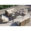 Brown Wicker Outdoor Sofa With Armless Chairs - 5 Seat, Palisades Cream