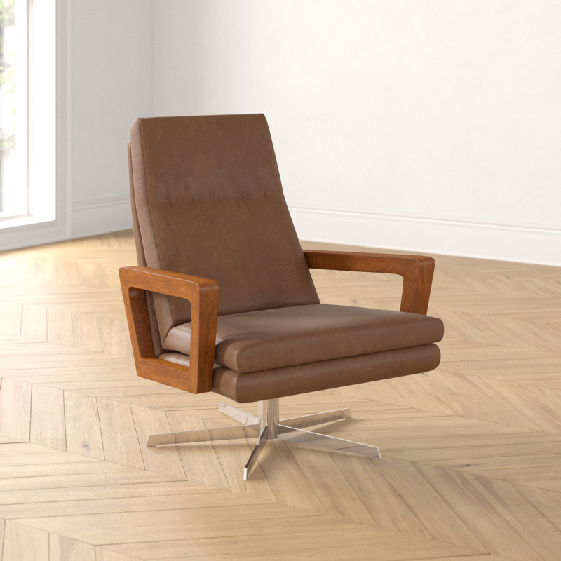 Fauteuil en cuir fleur Wainwright 70,61 cm de large