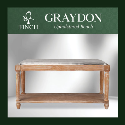 Finch Graydon Upholstered Bench, Distressed Natural