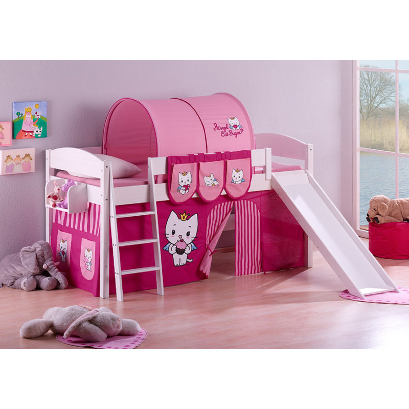 Angel Cat Sugar European Single (90 x 200cm) Mid Sleeper Bed with Curtain