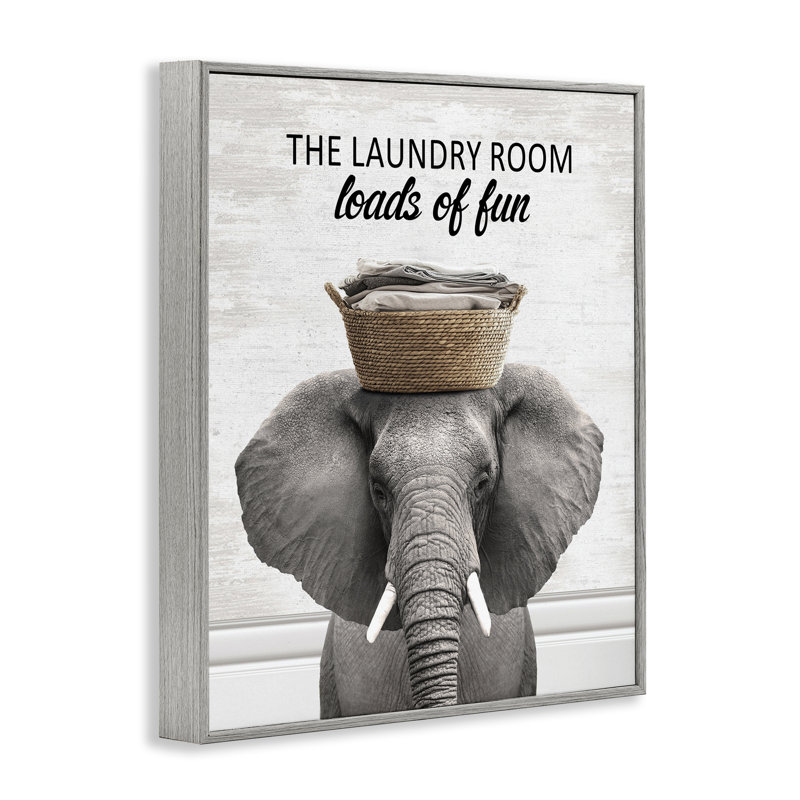 «Charges Of Fun Laundry Elephant», estampe numérique giclée, Estampe numérique Farmhouse, H 30 po x l 24 po