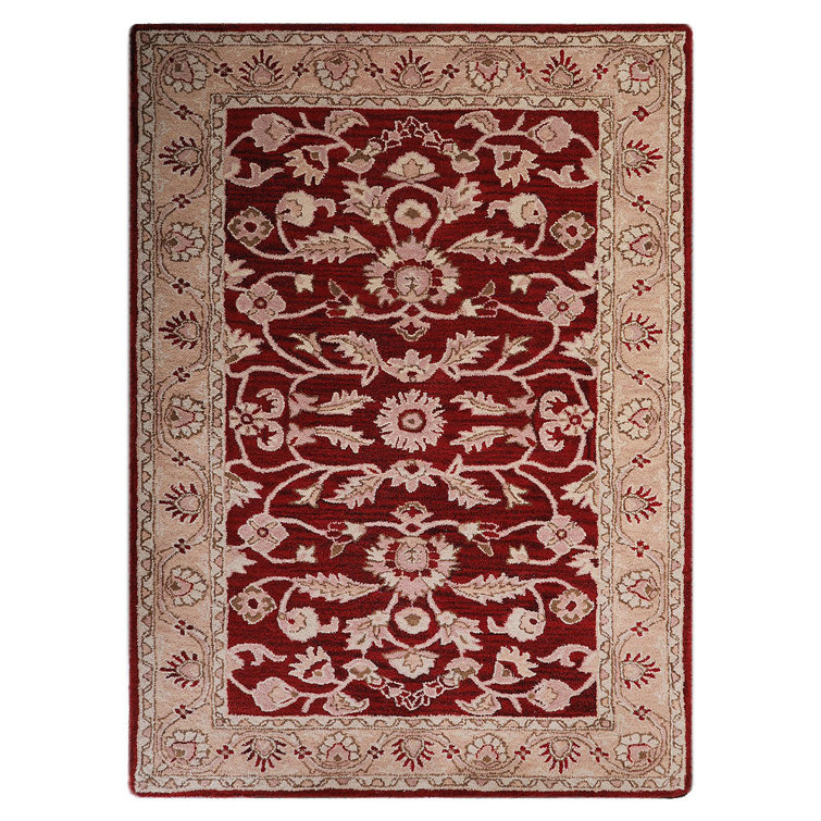 Hinnenkamp Hand Tufted Wool Eco-Friendly Area Rugs - Red Gold Color, Oriental Design, High Pile Thick Handmade Anti Skid Area Rugs for Living Room, Bed Room