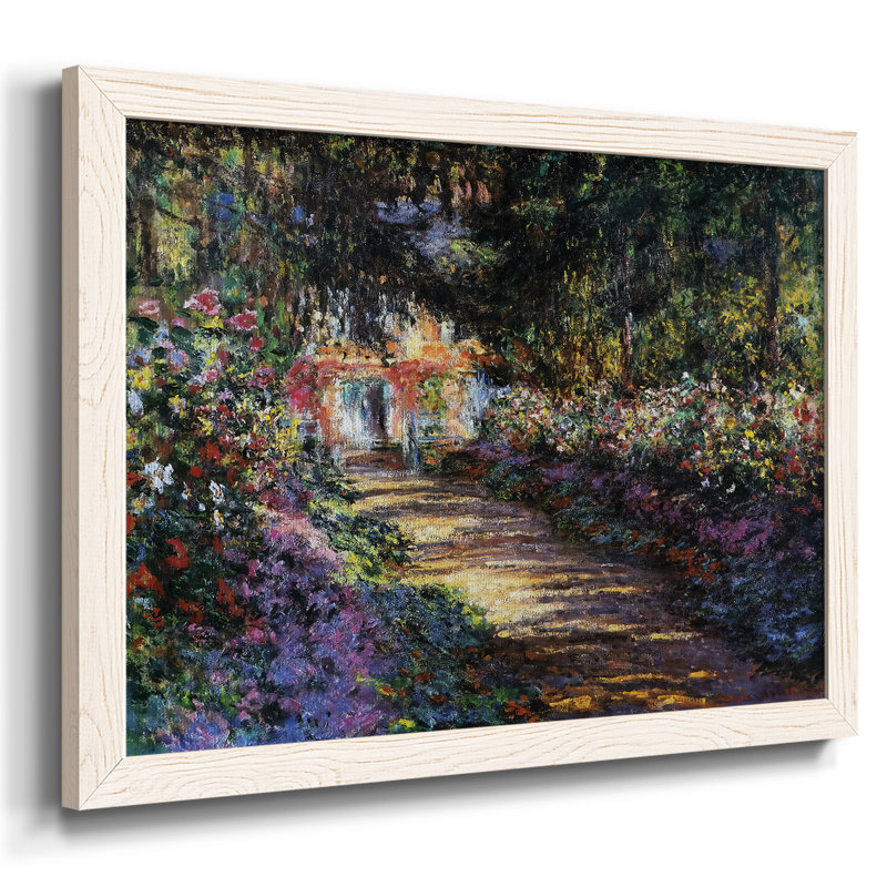 «Pathway in Monet's Garden at Giverny», reproduction d'art sur toile, Cadre blanc, H 22 po x l 32 po x P 1,5 po