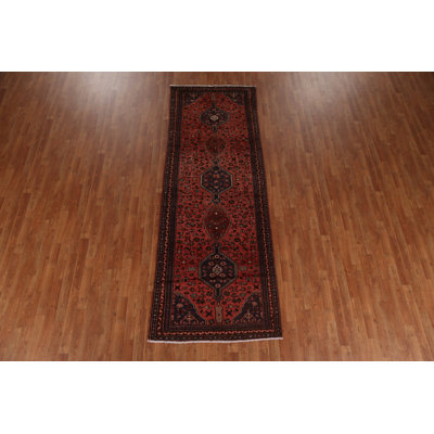 Tapis de couloir unique en laine noué à la main style 1980S de 3 pi 6 po x 9 pi 9 po Shannetta