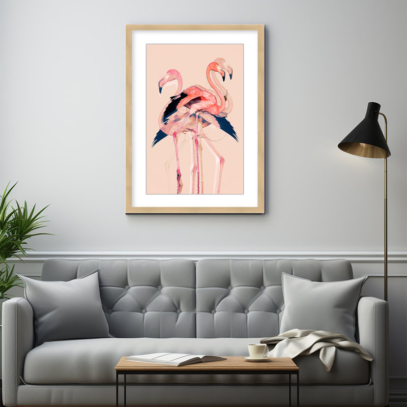 Coastal Retreat Flamingo Flares: Layers Of Abstraction, 48" H x 32" W