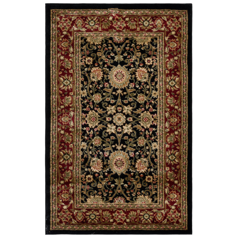 Berrywood Oriental Area Rug, Rectangle 99 x 160 cm, Black/Red