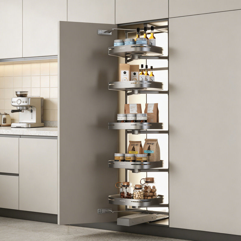 Tourbillon Tall Pantry Cabinet Organizer With 6-Tier Adjustable Rotating Rack, 89.6'' H X 21.6'' W X 20.1'' D