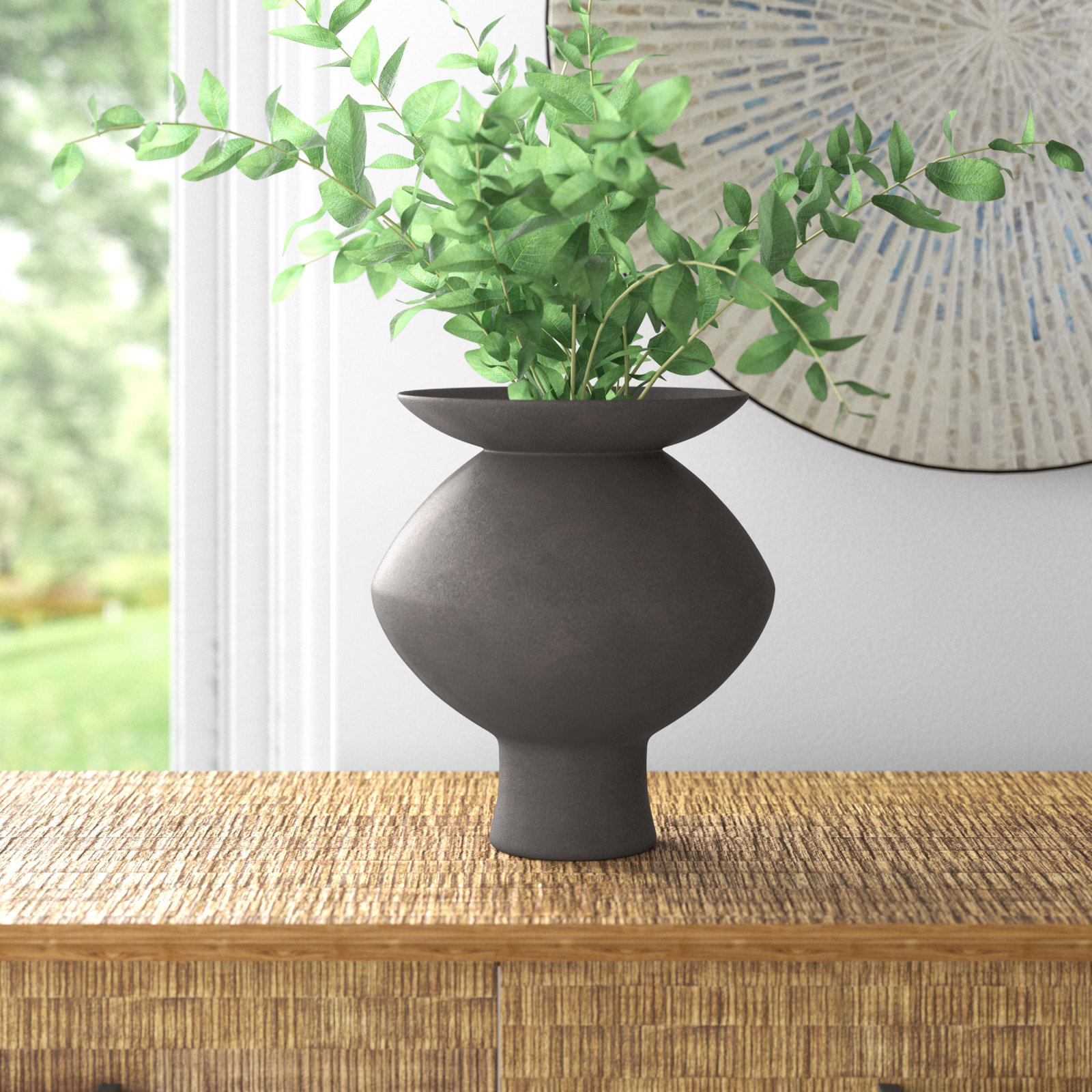 Palermo Ceramic / Porcelain Table Vase, 11.25" H x 10.25" W x 10.25" D