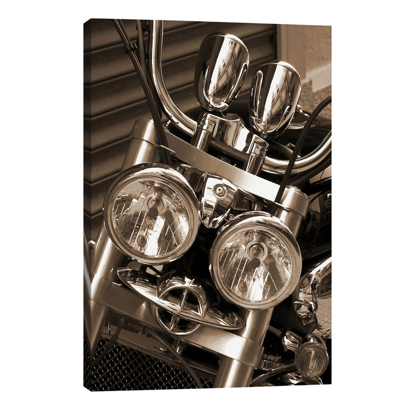 Harley Motorcycle - Print on Canvas, 20.32 cm H x 30.48 cm W, Wrapped Canvas