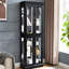 Vitrine en verre éclairée noire pour objets de collection dans le salon, éclairage enchanteur et poignée rétro à six niveaux personnalisable avec