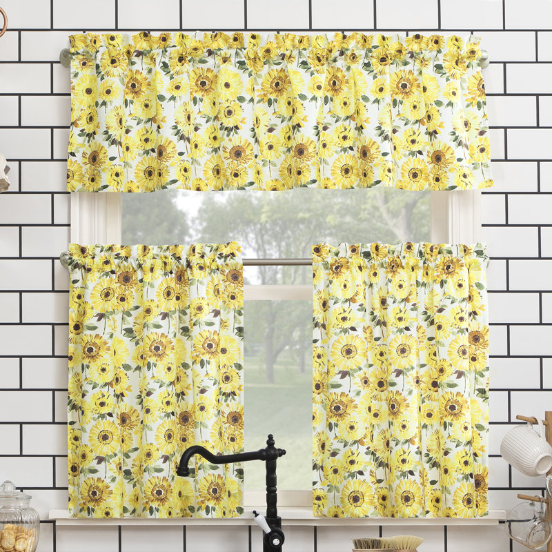 Zeeshan Floral Tailored Kitchen Curtain, 54" W x 36" L