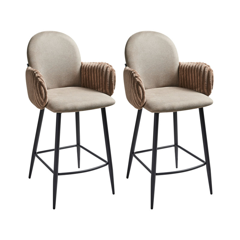 Set of 2 Bar Chairs AMITY Fabric, Taupe
