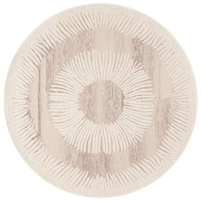 Ebony 814 Area Rug In Ivory / Brown, Round 6'