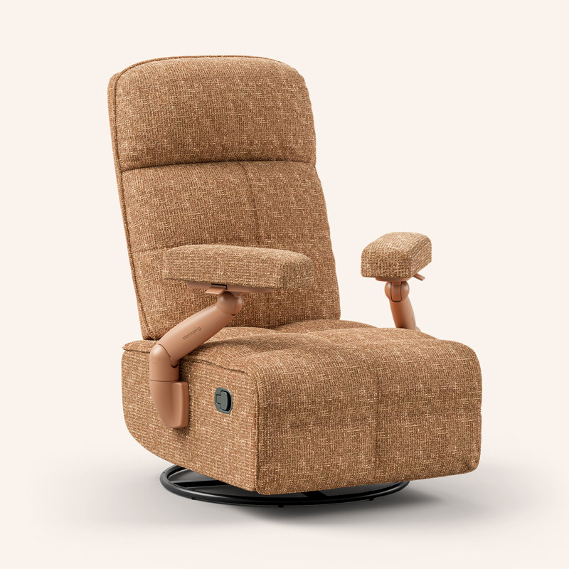 Lullacloud Manual Nursery Glider Chair With Multi Position Armrests And Adjustable Headrest - Brown