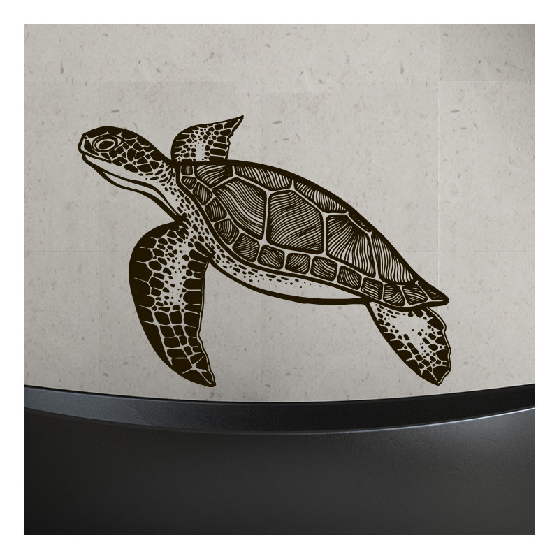 Décalcomanie murale tortue de salle de bain, Noir