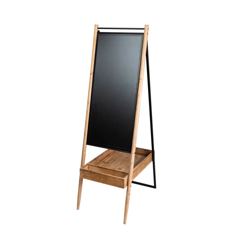 Chalk Board Stand with Wooden Tray