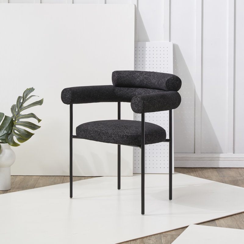 Chaise de salle à manger Bellport, Noir / lin blanc