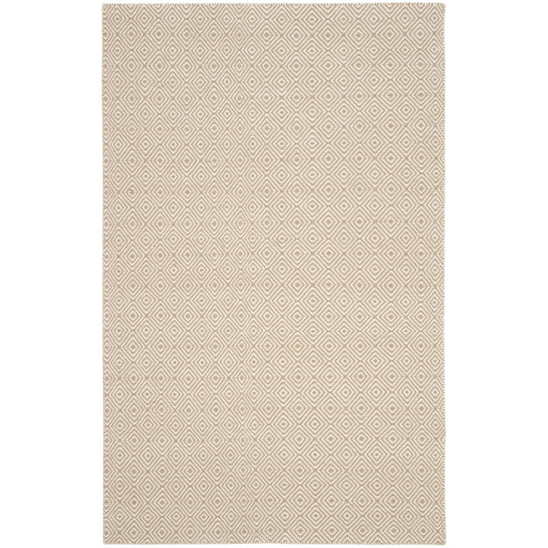 Bursaite Flat Weave Wool/Cotton Geometric Rug in Brown, Rectangle 6' x 9'