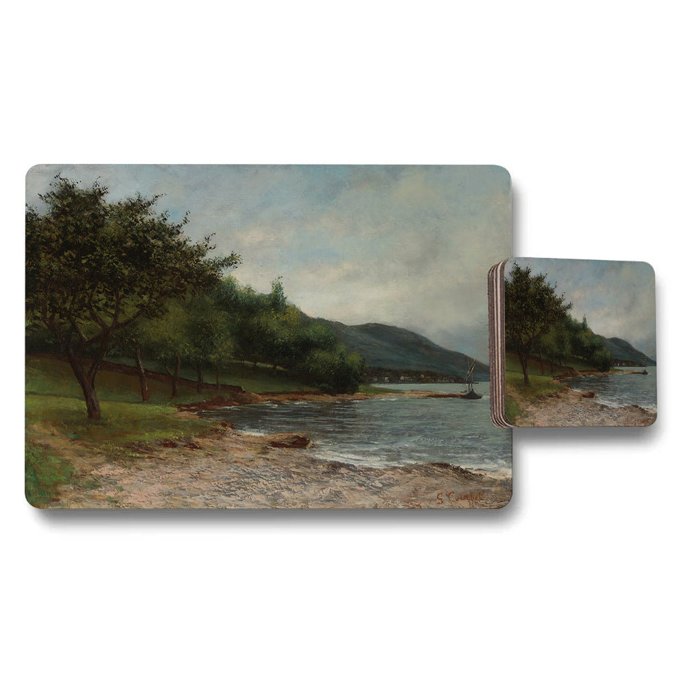 Serene Lakeside Landscape Placemat And Coaster Set