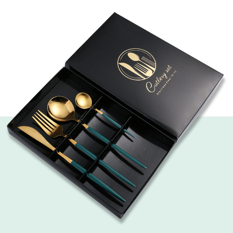 Ebern Designs Benehaley Stainless Steel Flatware Set, Green