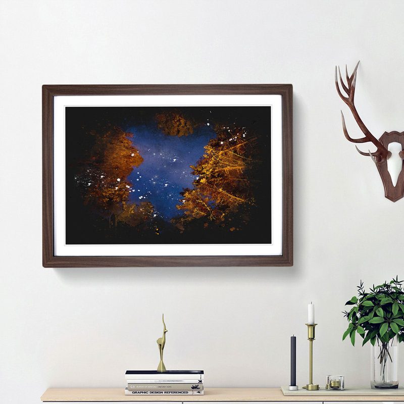 Forest Stars in Canada - Picture Frame Graphic Art Print, Walnut Framed, 33cm H x 45cm W x 2cm D