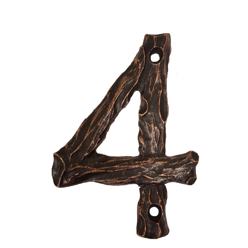 Numéro de maison de 4 po, 4, Cuivre antique