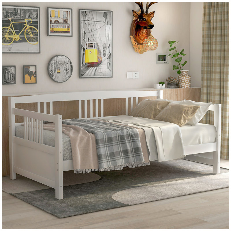 Modern Solid Wood Daybed, Multifunctional, White