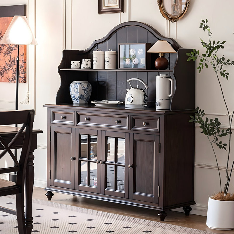 Buffet en bois massif brun 55,12 po