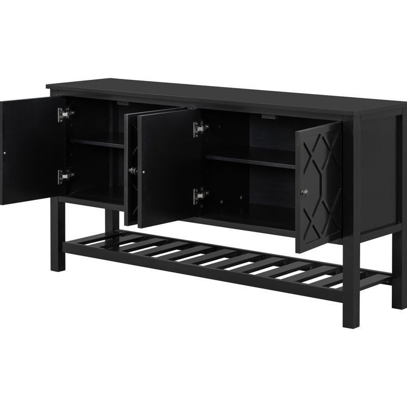 American Design Entryway Table With Polygonal Door And Storage Functional Intricate Geometric Designs Shelf