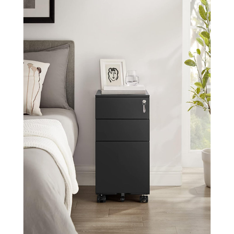 Suveer 30 cm W 2 -Drawer Filing Cabinet, Black
