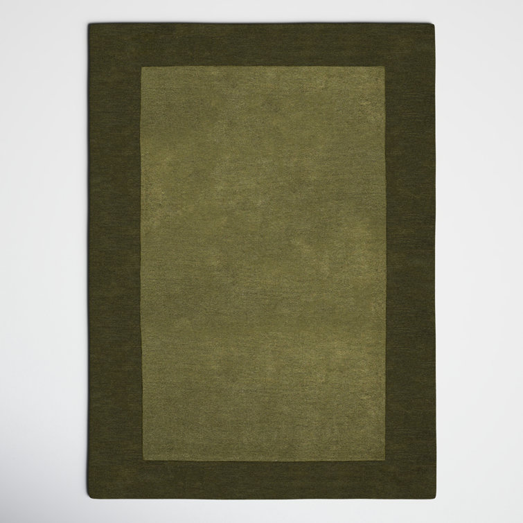 Dolma Handmade Hand Loomed Wool Dark and Hunter Green Rug