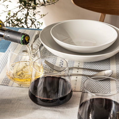 over&back Modern Mouth-Blown Glassware - Set of 4 Contemporary Stemless