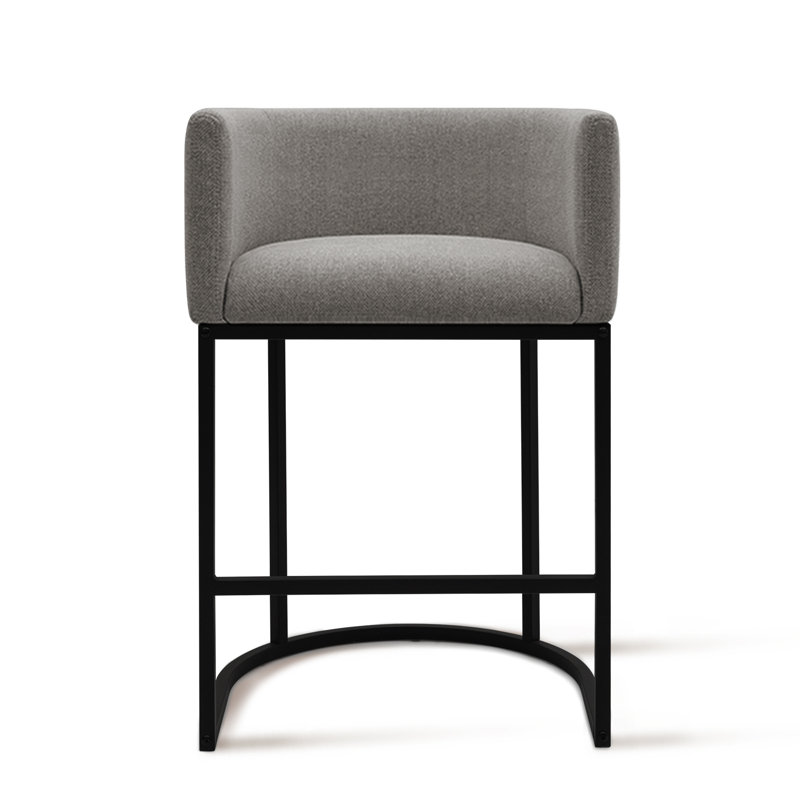 Upholstered Counter Stool with Metal Frame, Gray