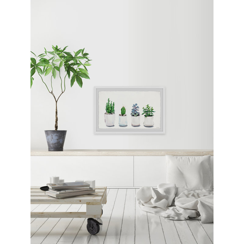 White Planters - Single Picture Frame Painting, 41 cm H  x 61 cm W