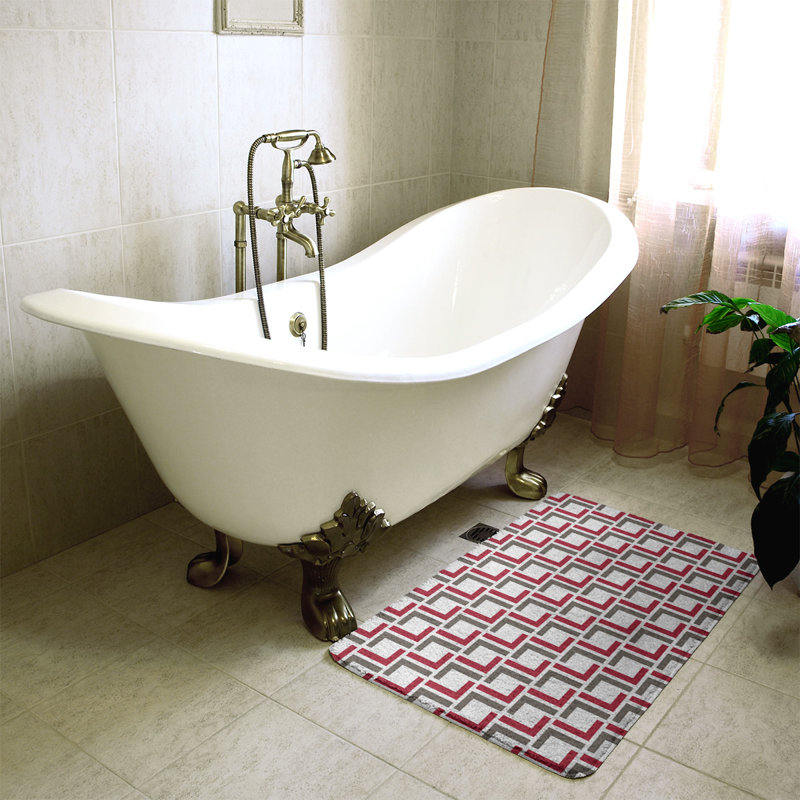 Tapis pour salle de bain Baltimore, l 17 po x L 24 po, Blanc / rouge / étain