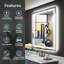 Miroir de meuble-lavabo à DEL avec fonction de mémoire, 3 températures de couleur et éclairage à intensité variable-533433663-534123065