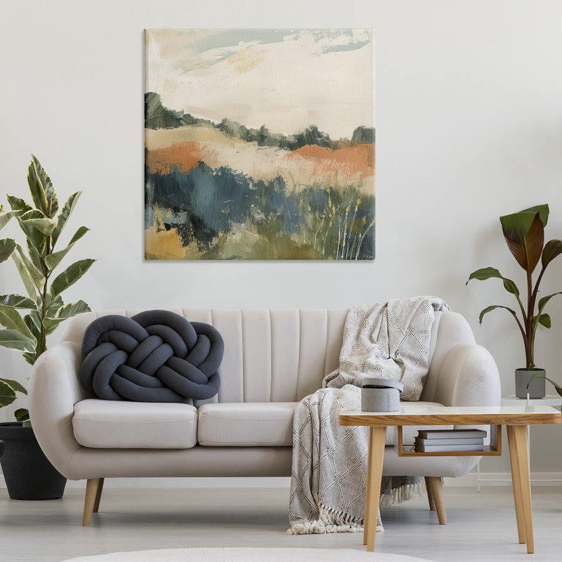Abstrait paysage neutre sur toile par Irena Orlov, H 36 po x l 36 po
