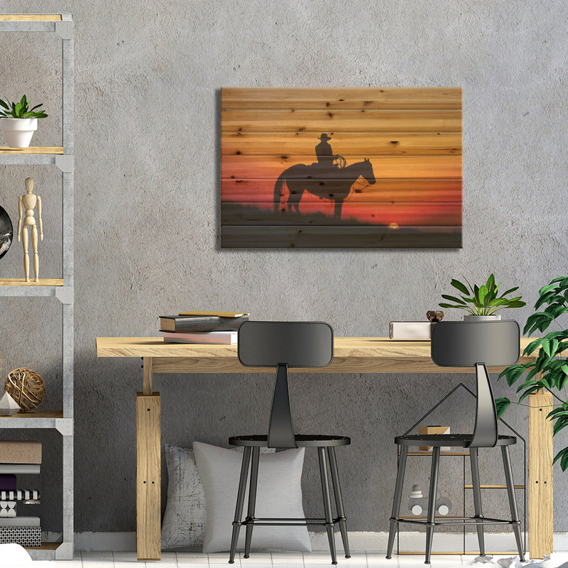 Silhouette de cowboy I, H 26 po x l 40 po x P 1,5 po