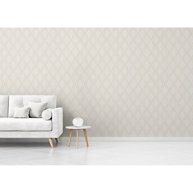 Panneau de papier peint adhésif Vaneesha Ogee, Beige, l 24 po x L 48 po