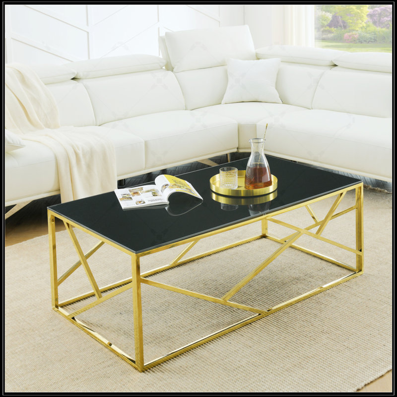 Table basse moderne Modern, Doré poli