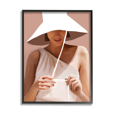 «Warm Warm Summer Portrait», femme, chapeau de soleil blanc par Kamdon Kreations - Peinture
