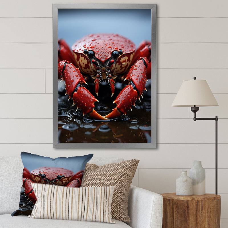 Corail gris homard Portrait vibrant - impression, H 44 po x l 34 po x P 1,5 po, Cadre photo argenté