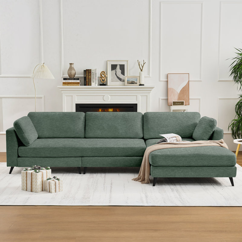 Chenille L-Shaped Sectional, Gray Chenille