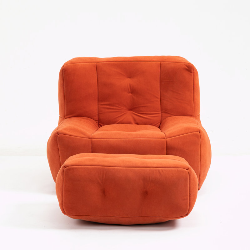 Plush Memory Foam Bean Bag Chair with Ottoman | Ergonomic Lazy Sofa for Adults | Super Soft Modern Design for Living Room/Bedroom/Apartment