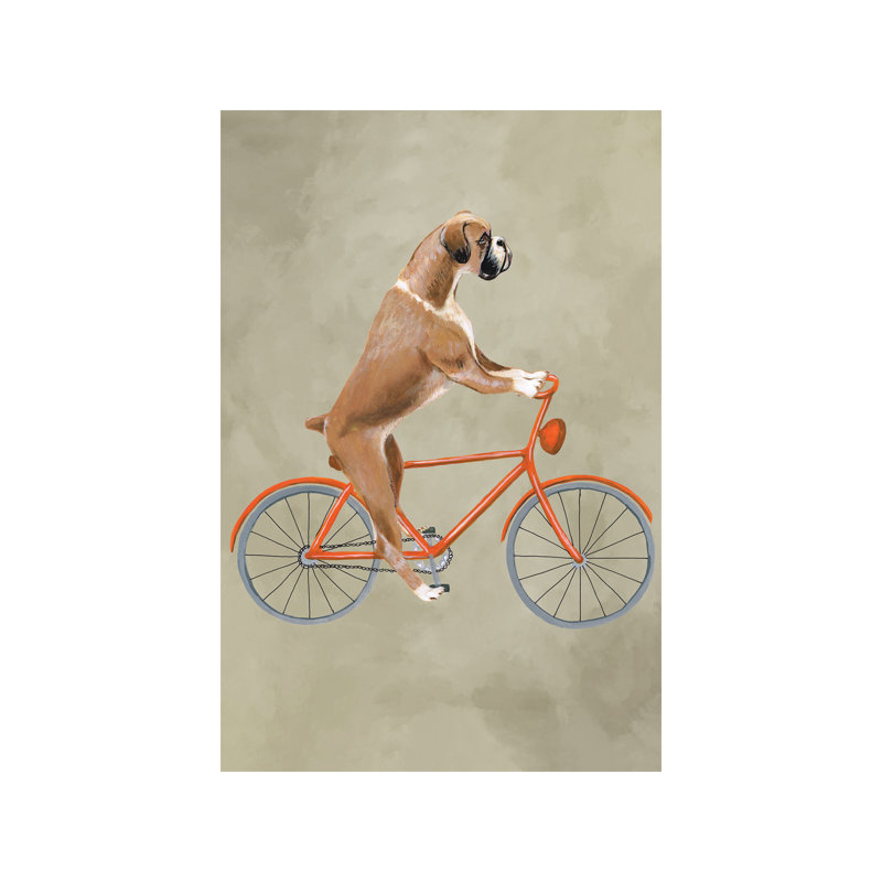 Boxer On Bicycle by Coco De Paris - Print on Canvas, No Frame, 66.04 cm H x 45.72 cm W x 3.175 cm D