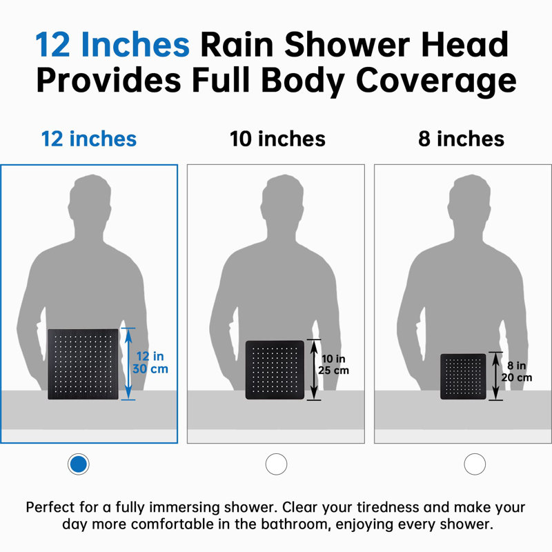 Pomme de douche à pluie de 12 po, avec douchette combinée, bras d'extension réglable, inverseur à 3 réglages, tuyau de 71 po
