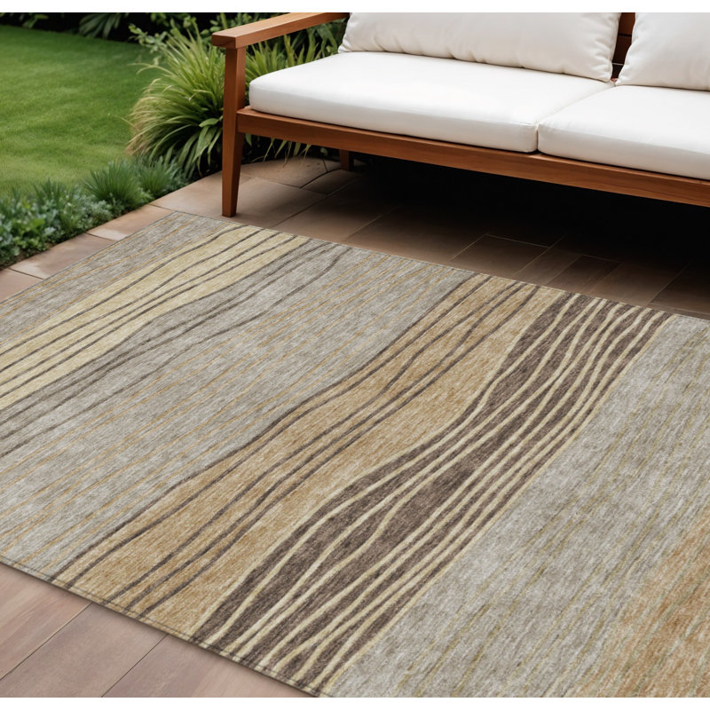 Tapis intérieur lavable rayé brun taupe 10 pi x 14 pi