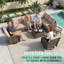 Ensemble modulaire de patio en osier toutes saisons avec 2 chaises pivotantes pivotantes-506249589