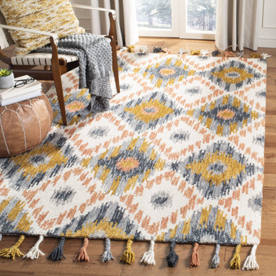 Niederanven Ikat Handmade Tufted Wool Area Rug