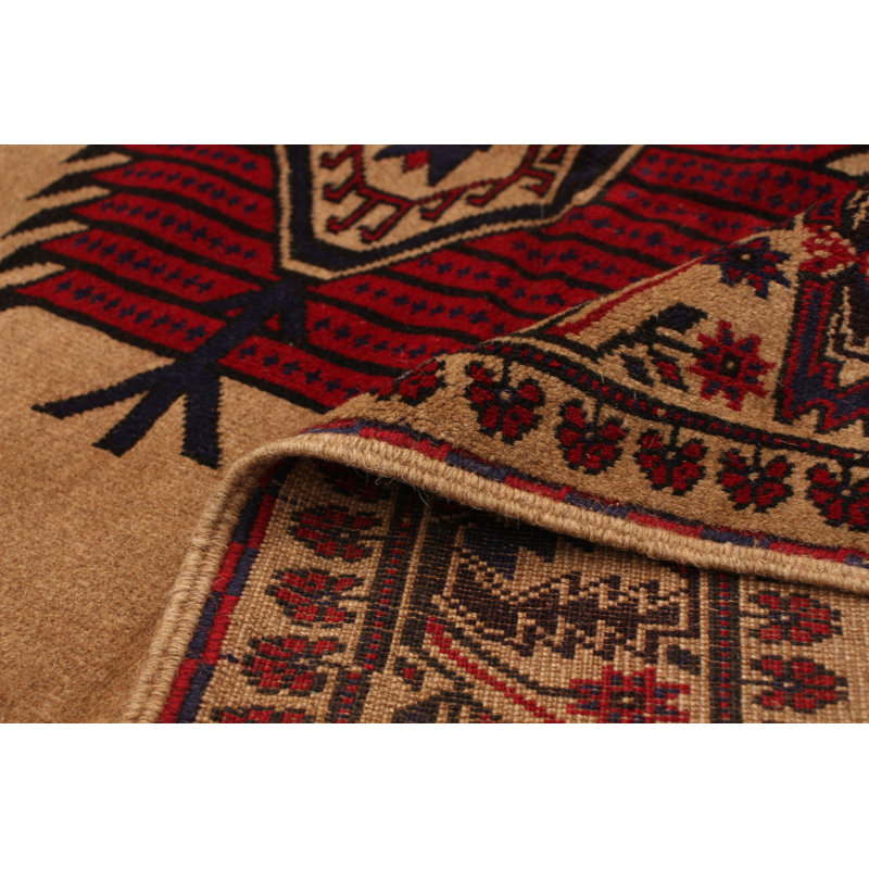 Tapis décoratif beige en laine noué à la main de conception unique 6 pi 9 po X 9 pi 2 po noué à la main New Age